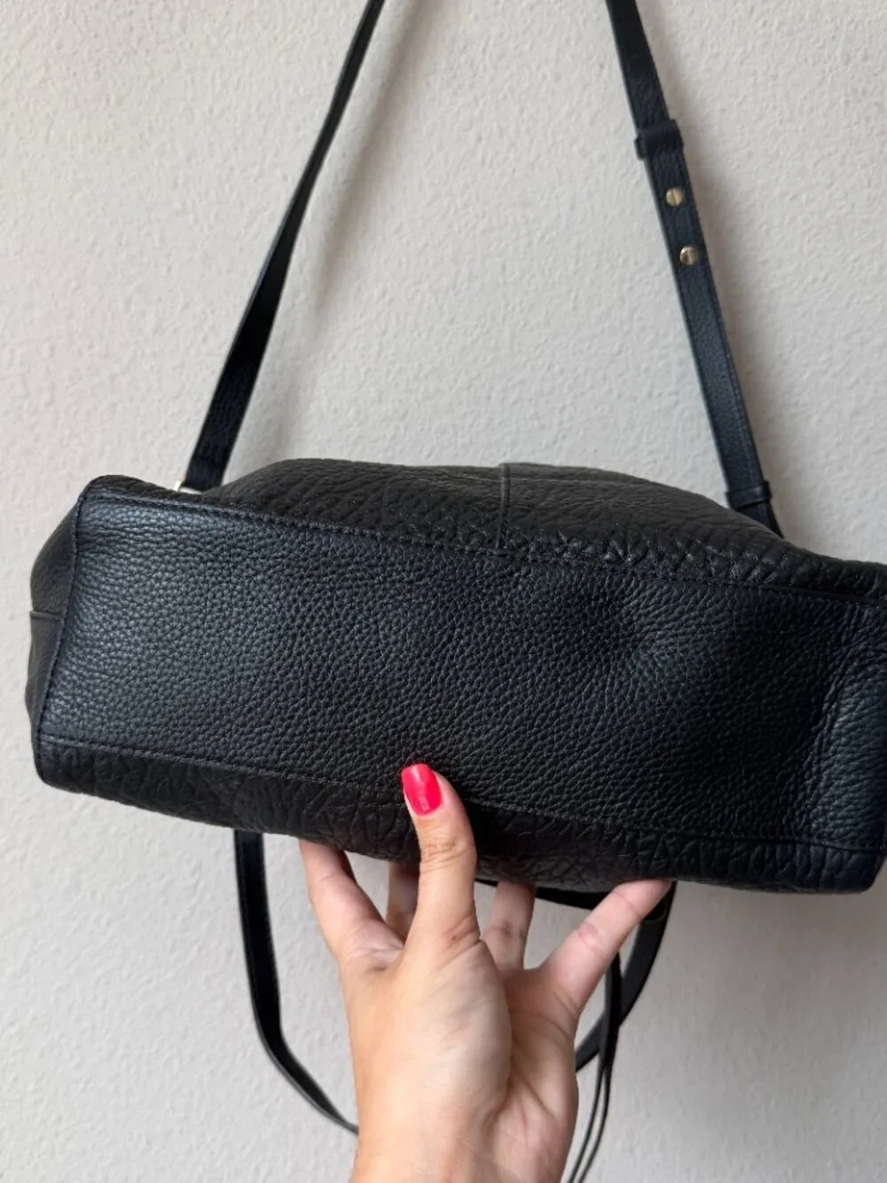 Vince Camuto Raya Pebbled Leather Tote Satchel Bag in Black